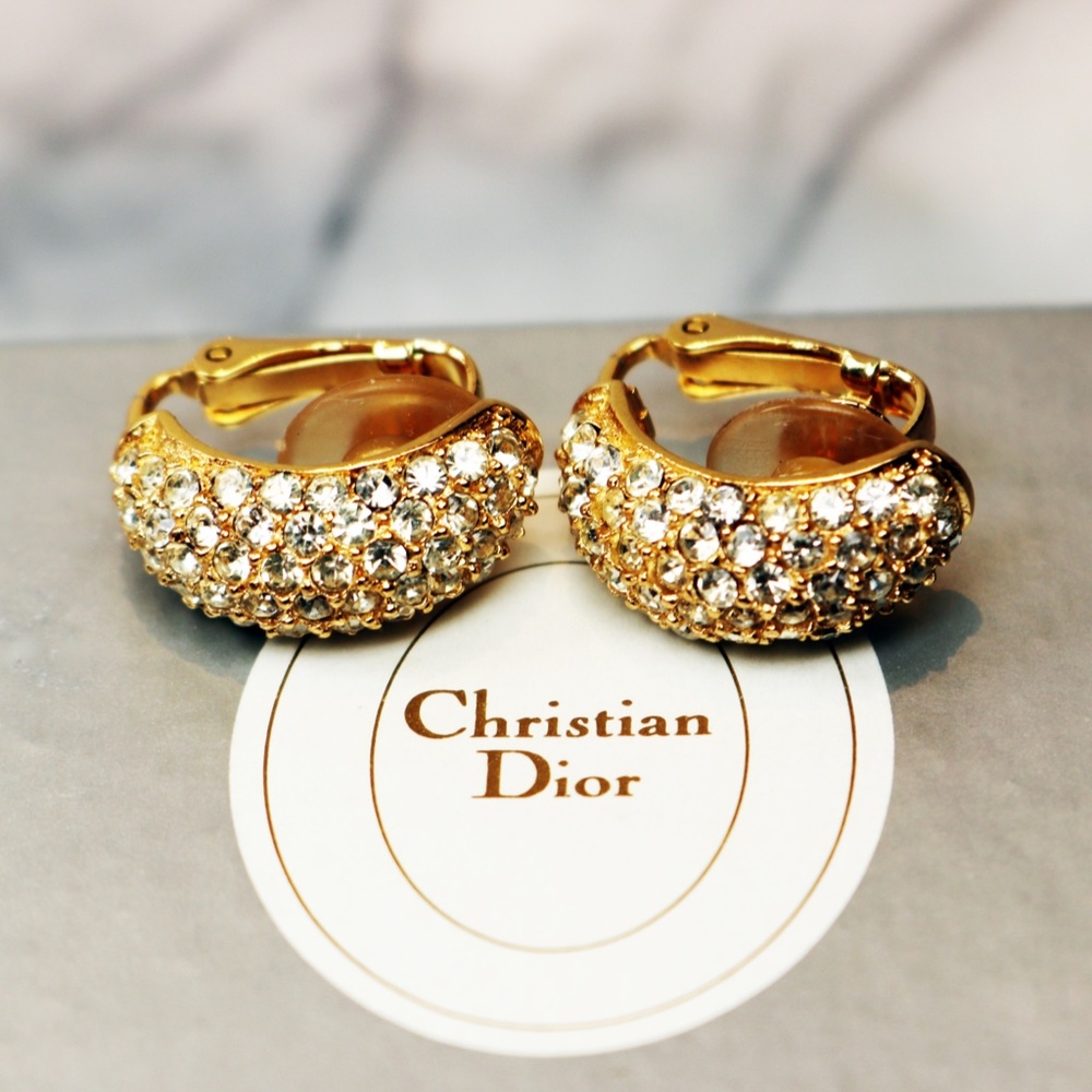 ⚜️ Vintage Christian Dior© Clear Crystal Earrings - Picture 8 of 16
